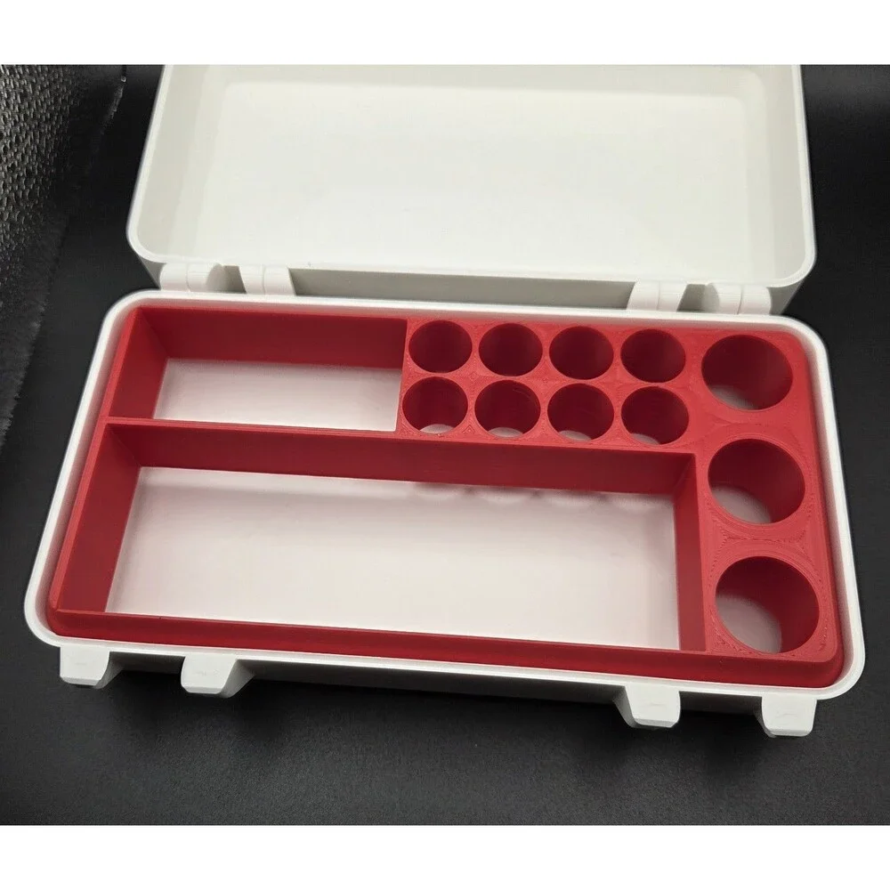 Peptide Supplies Case 8x4x3 In White Red 3D Printed Holds 3ML 10ML Vials Travel